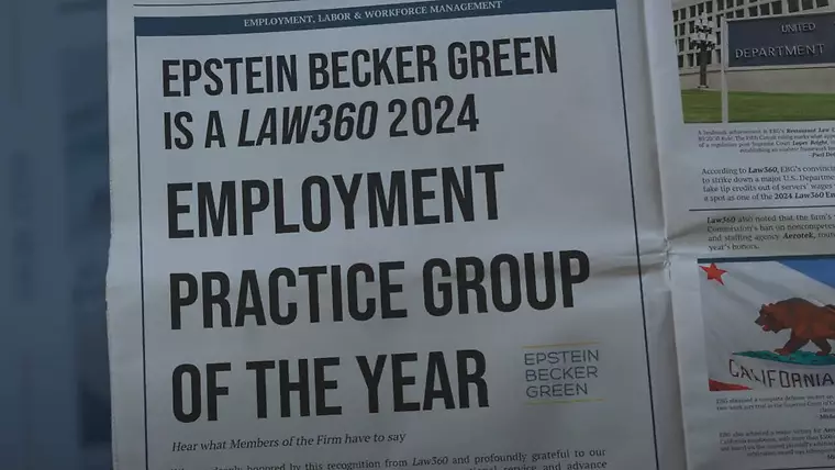 Epstein Becker Green Is a Law360 "Employment Practice Group of the Year"