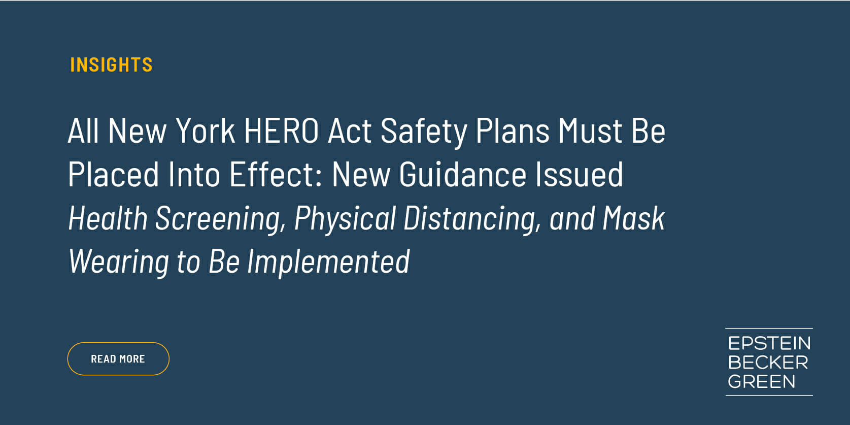 All New York HERO Act Safety Plans Must Be Placed Into Effect New